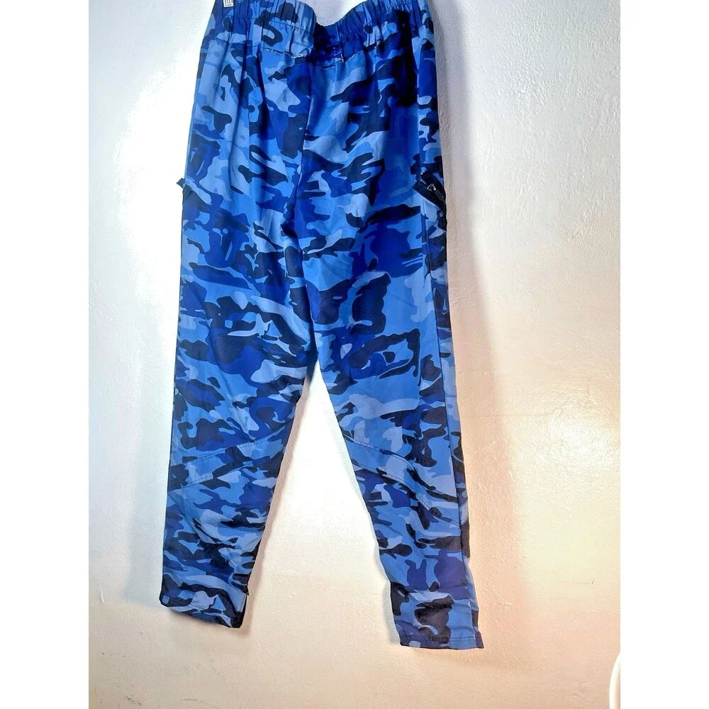 Balera Womens M Blue Camo Dance Jogger Pants Zip Leg D-Ring High Rise Performanc
